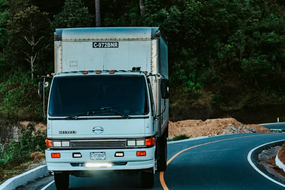 White box truck on the road